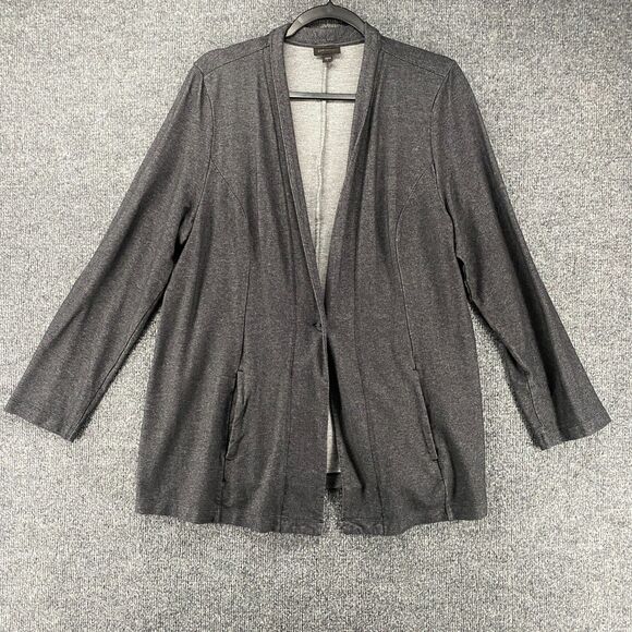 Wearever J Jill Sweater Blazer Large Gray Button Up Ladies Casual Comfy Office - Picture 1 of 9